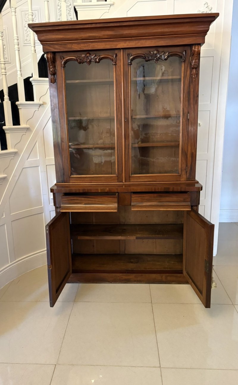 Superb Quality Antique Victorian Figured Mahogany Bookcase - Image 4